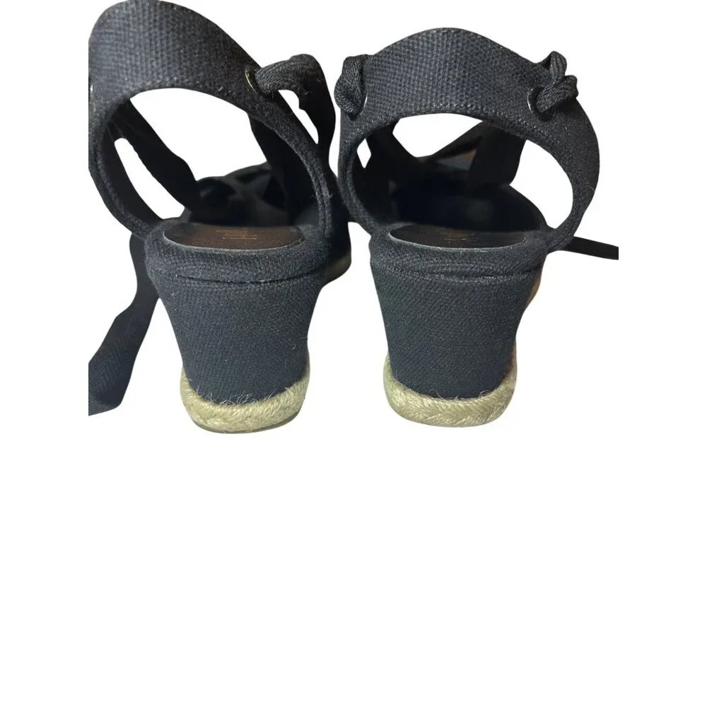 J. Jill Black Canvas Espadrille Wedge Summer Sandals Women’s 10 Beachy Boho - Picture 3 of 8